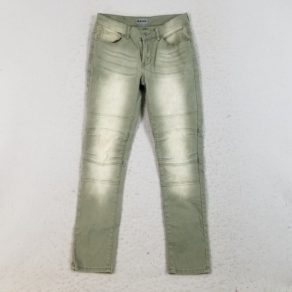 Rue21 Pants‎ Mens 30x32 Green Black Skinny Flex Moto Ribbed Knee Casual Trousers